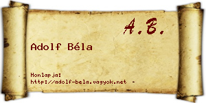 Adolf Béla névjegykártya