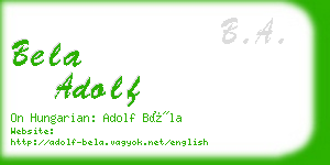 bela adolf business card